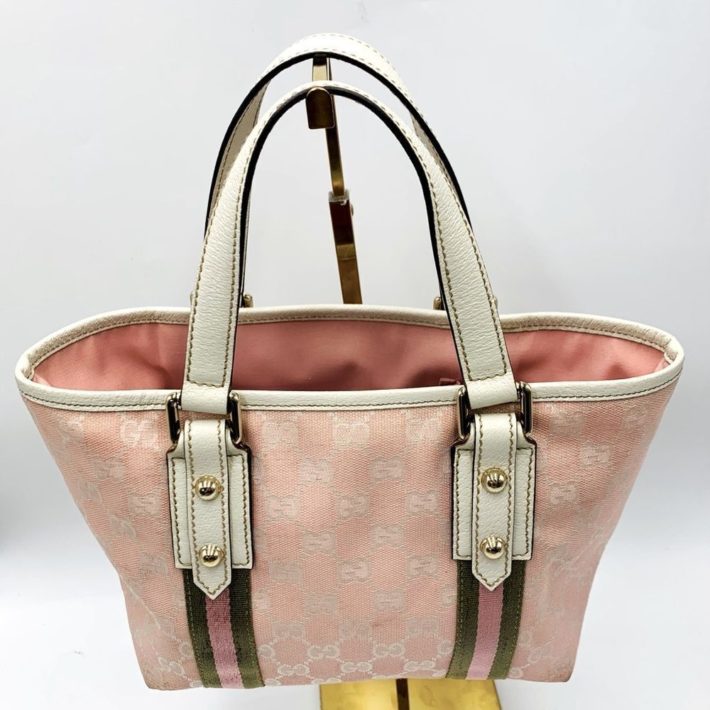 Auth Gucci Jolicoeur Pink Mini Canvas Tote with Charm - Picture 14 of 16